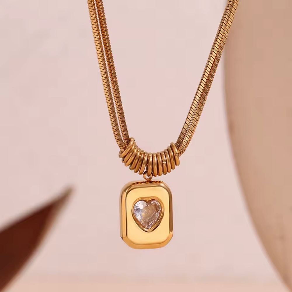 NEW 18K GOLD PLATED DOUBLE LAYER NECKLACE + HEART CHARM ‘CORA DORÉ’